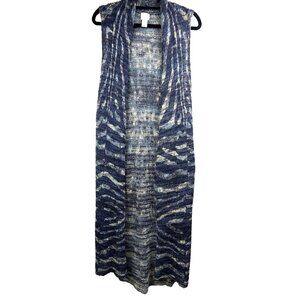 Chicos Women's Vest Large Knit Long Colorful Metallic Bohemian Asymmetrical Boho